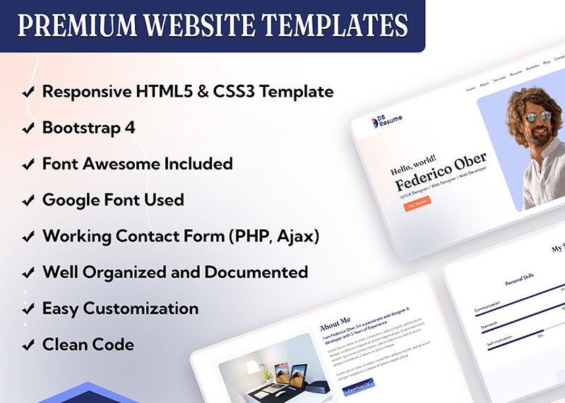 DB Resume - Cv Portofolio Bootstrap Landing page template - How to Craft a Landing Page in WordPress and Boost Your Traffic? | Premium Website Templates & Themes | Travolgi Themes