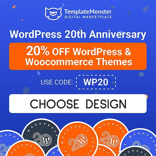 Wordpress 20th Anniversary Discounts | Premium Website Templates & Themes | Travolgi Themes