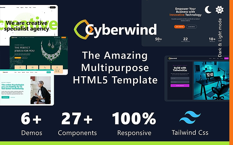 Cyberwind - Tailwind CSS Multipurpose App, Landing, IT Solutions and Business HTML5 Template | Premium Website Templates & Themes | Travolgi Themes
